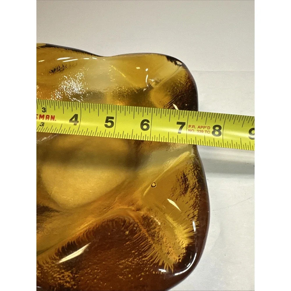Vtg Imperial Olde Jamestown Line Heavy Amber Glass Cigar Ashtray
